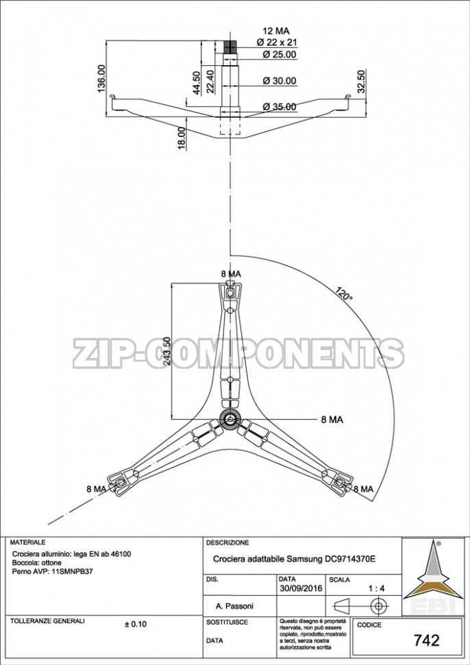 Крестовина барабана Samsung DC97-14370E, DC97-14370H